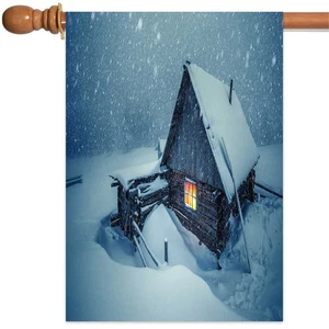 Bandiera da giardino neve e cottage banner patio piccolo 12x18in, grande 28x40in - Foto 1 di 6