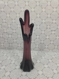 Five Finger Swung Vase Amethyst Glass Vintage MCM 10.5” tall Purple Decor - Picture 1 of 5