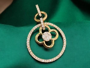 Women's Beauty Pendant 2Ct Lab Created Diamond Round Cut 14K Yellow Gold Plated - Foto 1 di 6