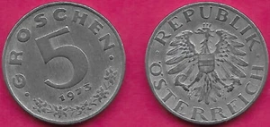 AUSTRIA 5 GROSCHEN 1973 VF IMPERIAL EAGLE WITH AUSTRIAN SHIELD ON BREAST,HO - Picture 1 of 1