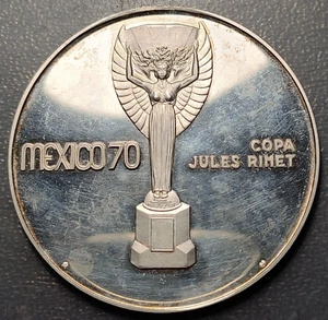 MEXIKO 1970 IX FUSSBALL WM FUSSBALL SILBER MEDAILLE 1970 65mm 70g - Bild 1 von 2