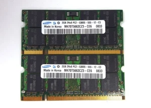 Samsung 4GB (2x2GB) PC2-5300S DDR2-667MHz 200pin Laptop Memory M470T5663CZ3-CE6 - Photo 1/1