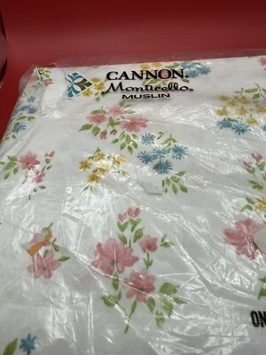Sábana Plana Vintage Cañón Completa Rosa Azul Flores Monticello Retro Nueva Foto 1 de 4