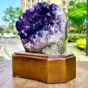 2LB Natural Uruguayan Amethyst Quartz Cave Geode Crystal Healing+base - Picture 1 of 13