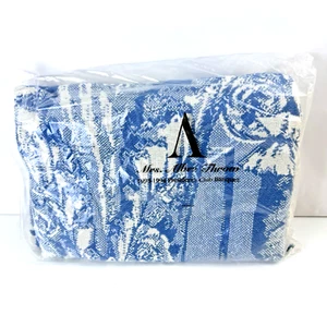 Vintage Victorian Lady Blanket Tapestry Throw Blue 60" x 46" Avon Mrs Albee - Picture 1 of 3