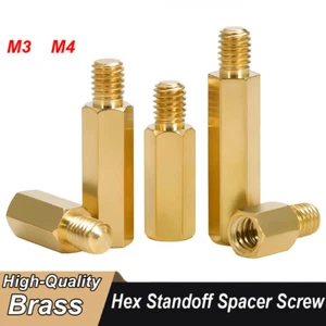Hex Brass Standoff Spacer Screw Pillar PCB PC M3/M4 4-60mm Computer Motherboard - Picture 1 of 74