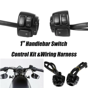 Kit de control de interruptor de manillar negro de 1"" arnés de cableado para Harley Sportster XL883 - Imagen 1 de 13