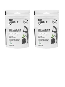 2x Humble Floss Picks, mit Aktivkohle 2x 50 St. Zahnseide mit Halter Flosser - Bild 1 von 3
