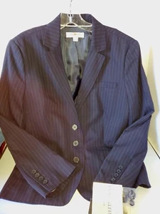New ANNE KLEIN PLATINUM Suit INK BLUE STRIPEs Classic Jacket BLAZER SIZE 14 XL - Picture 1 of 15