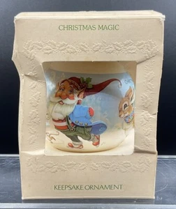 Hallmark Keepsake Satin Ornament Christmas Magic Elf Bunny Chipmunk Vtg 1981 - Picture 1 of 4