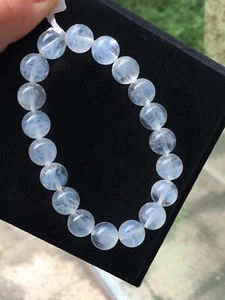 10,5 mm natürliches klares weiß blaues "Feder" Quarzkristall Armband AAA - Bild 1 von 2