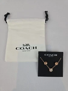 NEU Coach Rose Gold Ton Kristall Anhänger Halskette mit Ohrringen Set - Bild 1 von 7