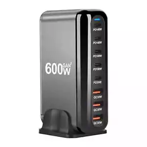 600W 8 Ports GaN Multi USB Charger QC 3.0 Type C PD 100W Fast Charging Station - Picture 1 of 14