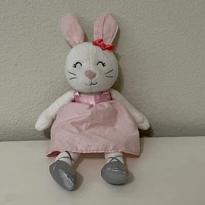 Carter's Ballerina Bunny Rabbit Plush Pink Dress & Bow Baby Toy Lovey 12" - Image 1 of 4