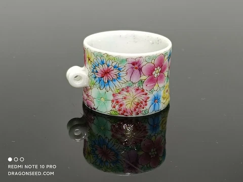 Collectable Hand Painted Rose Medallion Porcelain Bird Feeder for Bamboo Cage Cover