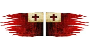 Tongan Flag Stickers Double Pack Left and Right 30 x 17 cm INCLUDES FREE STICKER - Picture 1 of 7