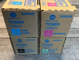 Set Of 4 Konica Minolta TN321K Toner Cartidges - Black,Yellow,Cyan, Magenta New - Picture 1 of 2