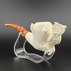 Owl Meerschaum Pipe,With Case,Block Meerschaum Pipe,Unique Meerschaum Pipes - Picture 1 of 9