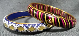 2 Vintage India beads one with mirrors bracelets bangles - Bild 1 von 11