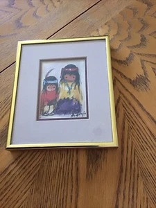 DeGrazia Wondering Framed Matted Art Print Southwestern Indian Native Picture - Picture 1 of 6