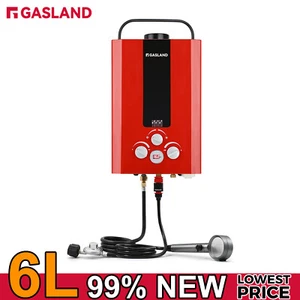 GASLAND 6L Outdoor Tankless Water Heater Propane Gas Portable Camping Shower RED - Picture 1 of 7