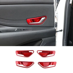 For Hyundai Elantra 2021-25 Red Inner Door Handle Bowl Panel Frame Cover Trim 4p - Picture 1 of 8