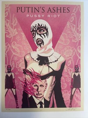 Póster impreso artístico firmado por Shepard Fairey OBEY Purtin’s Ashes Pussy Riot 2023 Foto 1 de 4