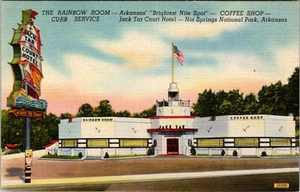 HOT SPRINGS ARKANSAS - JACK TAR COURT MOTEL & DINIER - RAINBOW ROOM - POSTCARD - Picture 1 of 2