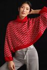 NWT Anthropologie Shimmer Hearts Turtleneck Sweater Size L D02