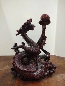 8'' China Resin Fengshui 12 Zodiac Dragon Play Beads Loong Statue - Picture 1 of 8