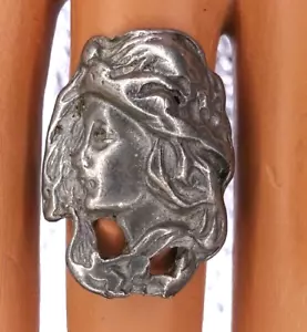 Ladies Vintage Cast Silver Art Nouveau Antique Ring Size 4.5 - Picture 1 of 7