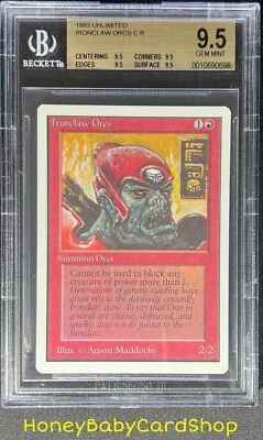 MTG Unlimited Edition 1993 Ironclaw Orcs BGS 9.5Q (TRUE QUAD) GEM MINT 93/94 - Image 1 of 4