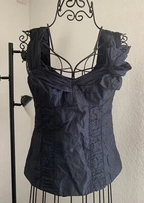 Sexy Corsé Nanette Lepore Top Bustier Emperatriz Novia Azul Medianoche Talla 0 Foto 1 de 4