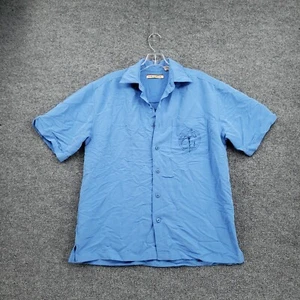 Havanera Shirt Mens S Small Button-Up Blue Embroidered Short Sleeve Lightweight - Picture 1 of 11