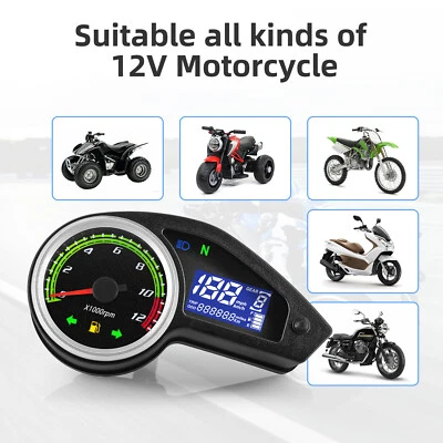 Motorcycle Odometer Speedometer Tachometer Fuel Gauge LCD Screen Digital Display Foto 1 de 4