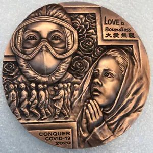 La Medalla de Bronce Conmemorativa del Virus de la Conquista en 2020 Singapur 80 mm Certificado de Autenticidad - Imagen 1 de 7