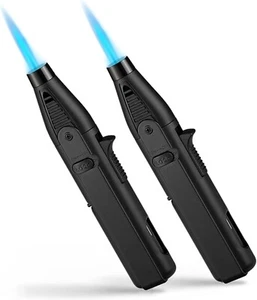 Torch Lighters, 2 Pack, Butane Lighters with Fluid View Window, Adjustable Jet F - Picture 1 of 8