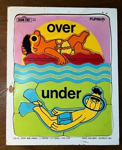 Vintage 1973 Bert and Ernie Over and Under Muppets Sesame Street Wood Puzzle - Picture 1 of 2