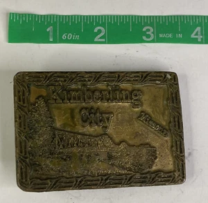 Vintage “Kimberling City, Missouri” Solid Brass 3” Rectangle Belt Buckle - Picture 1 of 5