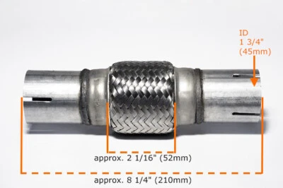 Für Smart Uni Flexrohr Flexstück Flammrohr Hosenrohr Auspuff 45x100 / 210MM - Bild 1 von 3
