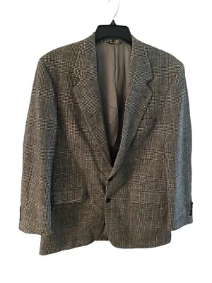 Bill Blass 男式西装外套 100% 棕色骆驼头发 2 按钮运动外套美国 46 码 — 第 1/4 张图片