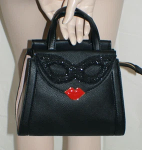 Kate Spade Dress the Part Mask Purse Crossbody Bag Red Lip Masquerade Black Pink - Picture 1 of 12
