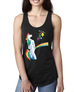 Camiseta sin mangas ofensiva arco iris orinar unicornio para mujer - Imagen 1 de 15