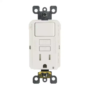 15 Amp 125-Volt Combo Self-Test Tamper-Resistant GFCI Outlet and Switch, White G - Picture 1 of 11