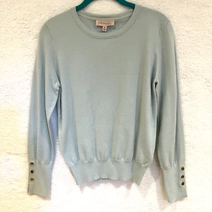 Philosophy Women's Sweater Pullover Sea Foam Green Soft Sz M Cozy Casual Buttons - Picture 1 of 21