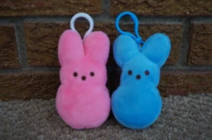 PELUCHE DE PASCUA AZUL ROSA PEEPS conejito conejo peluche mochila clip en lote - Imagen 1 de 9