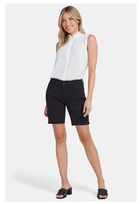 Women's NYDJ Ella Denim Bermuda BLACK Shorts with Stretch w Slits W 14 $69 NWT - Image 1 of 4