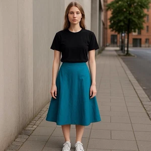 Talbots 100% Irish Linen Midi Maxi Flare Skirt Womens 6 Bright Turquoise Preppy - Picture 1 of 5