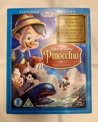 Pinocchio 70th Anniversary Platinum Edition Blu-Ray + DVD Walt Disney - Image 1 of 4