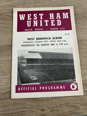 1966 LEAGUE CUP FINAL PROGRAMME 1st Leg - West Ham United v West Bromwich Albion - Image 1 of 2